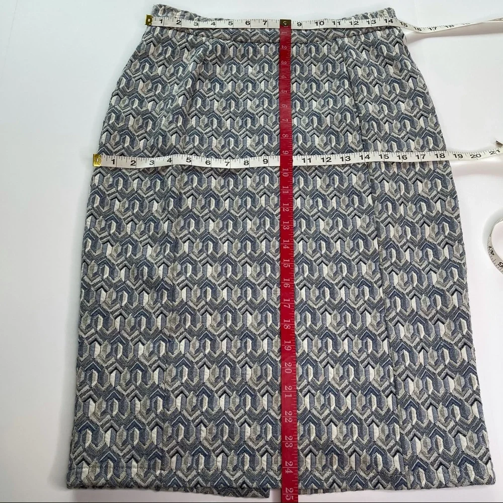 Anthro Maeve Blue Gold Diamond Pencil Skirt Small